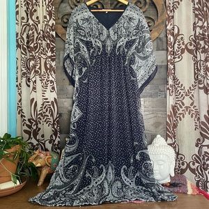 Kaftan Maxi Dress Ruffle Flow Bohemian Hippie Hollywood Bollywood Glam